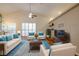 Bright living room features hardwood floors, comfy sofas, and a stylish coffee table at 582 Caledonia Pl, Sanford, FL 32771