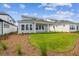 Manicured backyard with a lush lawn, mulch beds, and covered patio for outdoor enjoyment at 3051 Bootlace Way, St Cloud, FL 34771