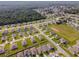 Nice aerial shot of an orderly residential area showcasing uniform houses with green lawns, and proximity to natural wooded areas at 684 Se 65Th Ter, Ocala, FL 34472