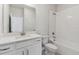 Bathroom featuring white cabinetry, quartz countertops, and a tub/shower combination at 6074 Sacred Oak Ave, Mount Dora, FL 32757