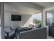 Relaxing covered patio with seating area and fire pit at 13438 Davenham Pt, Orlando, FL 32832
