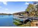 Covered boat lift and dock on calm lake at 509 E Lakeshore Dr, Ocoee, FL 34761