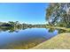 Beautiful lakefront view shows the calm waters of the lake reflecting the clear blue sky at 2024 Capri Ln, Mount Dora, FL 32757