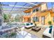 Enclosed patio with a jacuzzi and outdoor furniture at 2024 Capri Ln, Mount Dora, FL 32757
