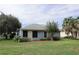 Exterior home view features grassy yard and blue paint at 17729 Se 114Th Ct, Summerfield, FL 34491
