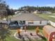 Aerial view of the home's backyard featuring a patio and storage shed at 3805 Sw 115Th St, Ocala, FL 34476