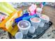 Welcome basket with snacks, coffee, and water bottles at 3231 Cupid Pl Pl, Kissimmee, FL 34747