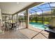 Screened-in pool and spa with patio furniture at 1463 Myrtlewood St, Davenport, FL 33896