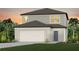 Two-story house with gray siding, white garage door, and landscaping at 289 Woodsage Pl, Lake Alfred, FL 33850
