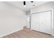 Bedroom with double door closet and ceiling fan at 6085 Lightsey Rd, Fort Meade, FL 33841