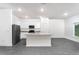 Bright kitchen features white cabinets, gray granite countertops, and stainless steel appliances at 308 Bass Ct, Poinciana, FL 34759