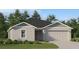 Two-story home with gray siding, two-car garage, and landscaping at 4797 Yellow Elder Way, Kissimmee, FL 34758