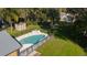 Aerial view of a kidney shaped pool at 1507 Hontoon Rd, Deland, FL 32720