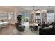 Relaxing living room featuring comfortable furniture, large windows and a ceiling fan at 958 Lake Deeson Pt, Lakeland, FL 33805