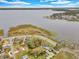 Aerial view showcasing the property's waterfront access and neighborhood at 803 E Valencia St, Lakeland, FL 33805