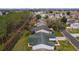 Aerial view of a house with a green roof and screened patio at 1309 Ballesteros Dr, The Villages, FL 32162