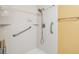 Walk-in shower with grab bars and modern fixtures at 3096 Lansing Way, The Villages, FL 32162