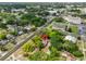 Property aerial view highlighting its location near major road and surrounding neighborhood at 1412 E Main St, Lakeland, FL 33801