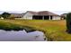 House backyard with pond view and grassy area at 2912 Sweetspire Cir, Kissimmee, FL 34746