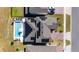 Aerial view of a home with solar panels and a backyard pool with a screened-in lanai at 3200 Canna Lily Pl, Clermont, FL 34711