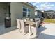 Outdoor patio with table, chairs, and heater at 3200 Canna Lily Pl, Clermont, FL 34711