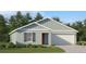 One-story home with light teal siding, white trim, and a two-car garage at 2910 Pennachio Dr, Lake Wales, FL 33859