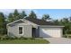 One-story home with gray siding, white garage door, and landscaping at 2720 Pioneer Trl, Eagle Lake, FL 33839