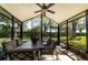 Screened porch with patio furniture and ceiling fan, overlooking backyard at 7006 Arcadian Ct, Mount Dora, FL 32757
