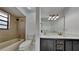 Updated bathroom with double vanity and new fixtures at 6821 Rembrandt Dr, Orlando, FL 32818