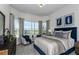 Bright bedroom with bay window, sitting area, neutral walls, and a blue accent headboard at 5243 Sw 88Th Cir, Ocala, FL 34481