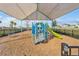 Community playground featuring a blue and green playset with slides and climbers under a shaded canopy at 6973 Wilson Pasture Ave, Groveland, FL 34736