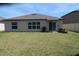 Backyard features a grill, sliding glass doors, and a fenced in yard at 2206 Old Mining Rd, Lakeland, FL 33801