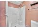 Shower stall with grab bars and updated fixtures at 1612 Cog Hill Dr, Lady Lake, FL 32159