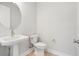 Charming half bath with pedestal sink and round mirror, features modern fixtures at 2304 Depauw Ave, Orlando, FL 32804