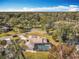 Aerial view of home with pool and surrounded by lush, green landscape at 3931 Tano Dr, Ormond Beach, FL 32174