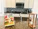 This kitchen showcases granite countertops, stylish tile backsplash, white cabinets, and stainless steel appliances at 648 Bloom Ter, Davenport, FL 33836