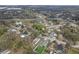 This aerial view highlights a home with fenced yard and in-ground pool within a residential neighborhood at 1426 Powhatan Ct, Lakeland, FL 33805