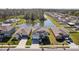 An aerial view of a community with pond views and well-maintained lawns in a desirable neighborhood at 4323 Trotters Way, Lakeland, FL 33801