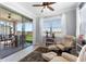 Sun-filled sun room featuring a sitting area and view of the backyard at 439 Toldedo Rd, Davenport, FL 33837