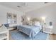 Comfortable bedroom featuring a large bed with throw pillows and a decorative patterned rug at 472 Desoto Dr, New Smyrna Beach, FL 32169