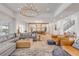 Spacious living area with hardwood floors, stylish chandelier, and comfortable seating arrangement at 472 Desoto Dr, New Smyrna Beach, FL 32169