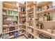 Well-organized walk-in pantry with custom shelving, providing ample storage for food and kitchen essentials at 472 Desoto Dr, New Smyrna Beach, FL 32169