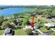 Aerial view of property near lake, highlighted with an arrow for easy location at 917 E Valencia St, Lakeland, FL 33805