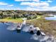 Stunning aerial view showcases lake access, boat house and waterfront property at 17416 Magnolia Island Blvd, Clermont, FL 34711