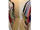 Organized walk-in closet with clothes and storage bins, maximizing space and convenience at 101 Bent Tree Dr # 12, Daytona Beach, FL 32114