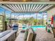 Inviting screened-in patio with a cozy seating area that overlooks the lush landscape and the sparkling swimming pool and spa at 374 Villa Sorrento Cir, Haines City, FL 33844