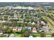 An aerial view reveals houses lining mature tree-lined streets at 390 Lisa Karen Cir, Apopka, FL 32712