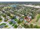 An aerial view of a single-Gathering home with an enclosed pool and an adjacent green field at 390 Lisa Karen Cir, Apopka, FL 32712