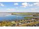 Breathtaking aerial view showcases waterfront homes with private docks along a serene lake at 5261 Waterwood Dr, Bartow, FL 33830