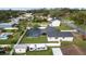 An aerial view of a well-maintained backyard featuring a screened pool and lush landscaping at 5029 Sheffield Rd, Lakeland, FL 33813